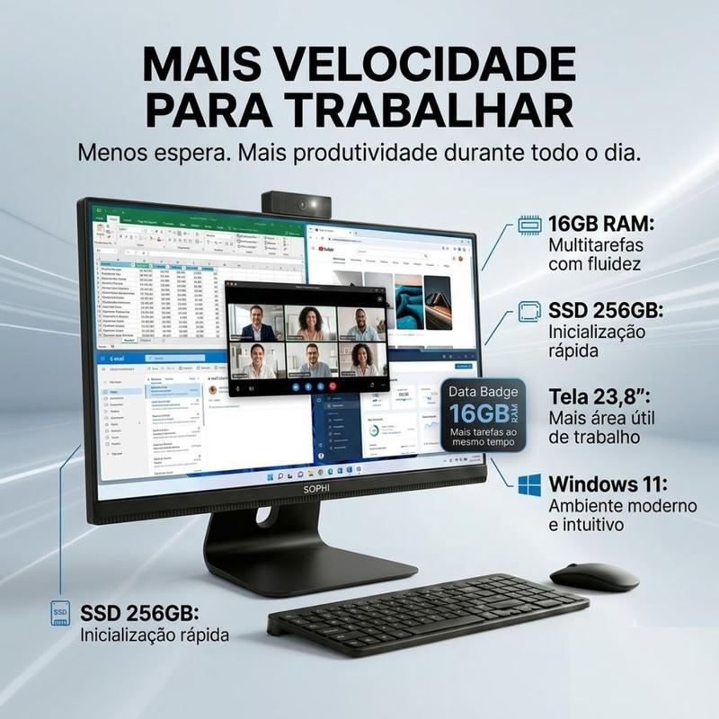 Computador All in One Intel Core I7 Ssd 256gb 16Gb Ram Tela 23,8